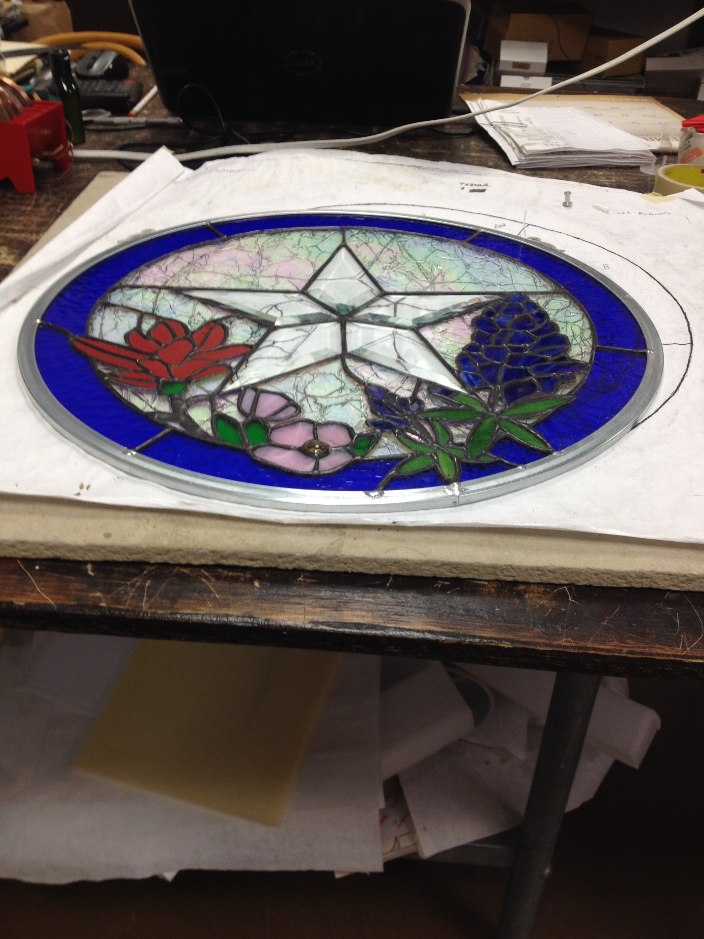 TEXAS STAR STAINED GLASS PANEL